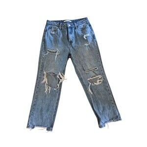 Aritzia Alter'd State Y2K Distressed High Rise Cropped Straight Leg Jeans sz 28